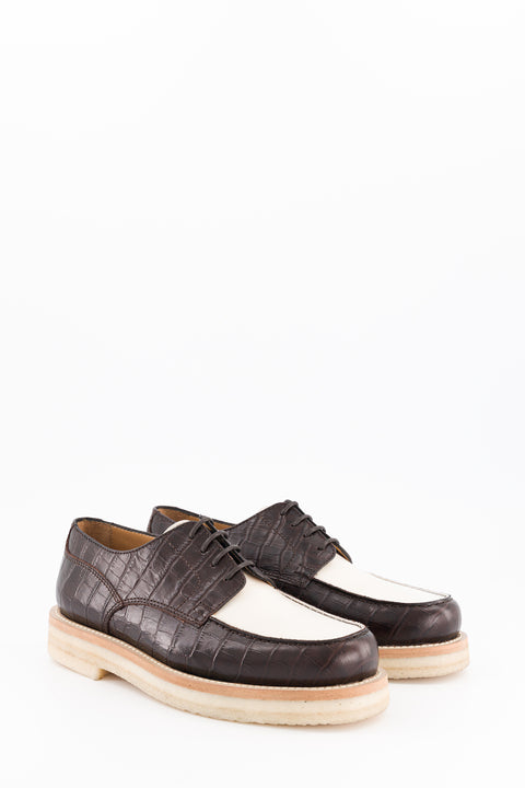 libby - derbies cuir crème-chocolat