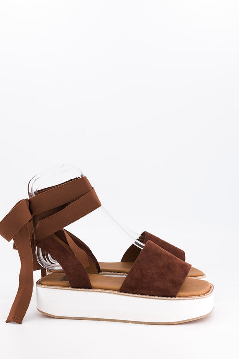 MARY - Sandal leather black with ribbon
