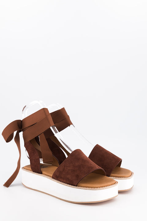 MARY - Sandal leather black with ribbon