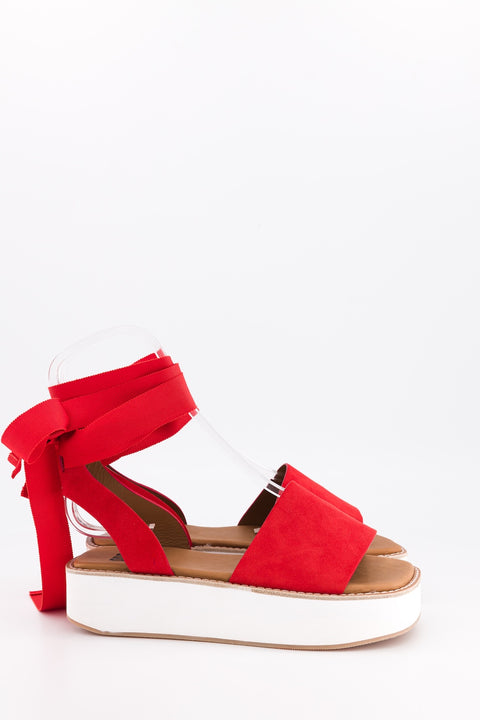MARY - Sandal leather black with ribbon