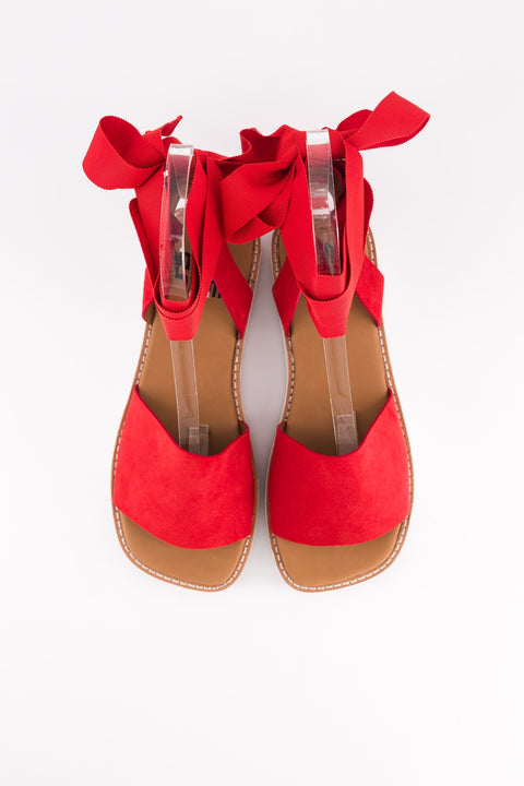 MARY - Sandal leather black with ribbon