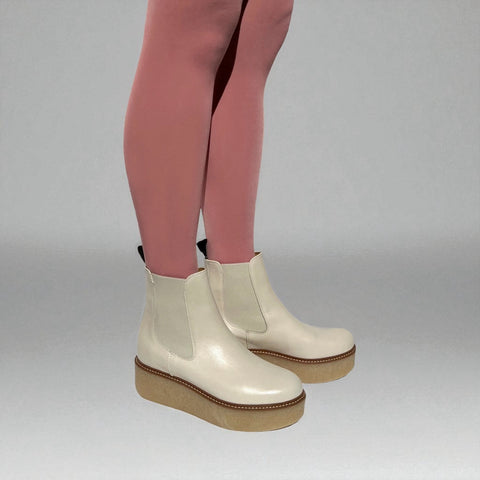 pooky - chelsea boots cuir crème