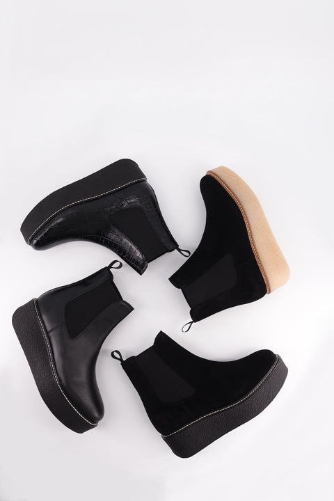 Chelsea boots Pooky - Leather stamped croco black