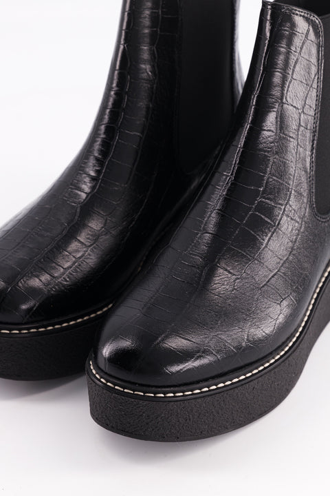 Chelsea boots Pooky - Leather stamped croco black