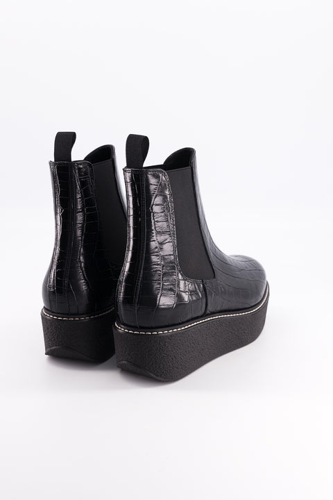 Chelsea boots Pooky - Leather stamped croco black