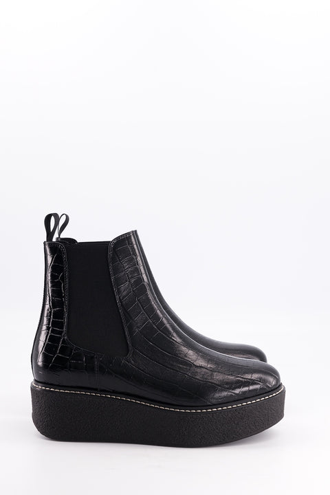 Chelsea boots Pooky - Leather stamped croco black