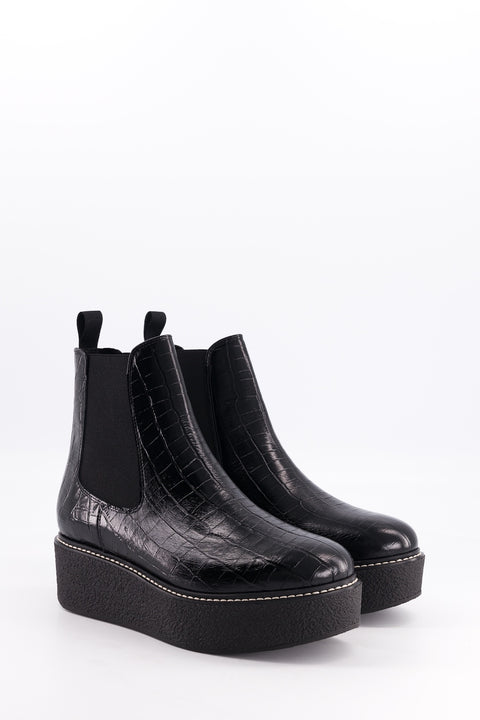 Chelsea boots Pooky - Leather stamped croco black