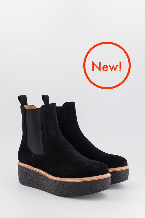 POOKY - Chelsea boots in suede black - Sole black