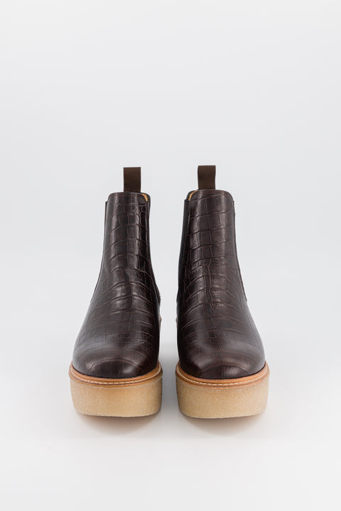 POOKY - Chelsea boots in leather chocolate