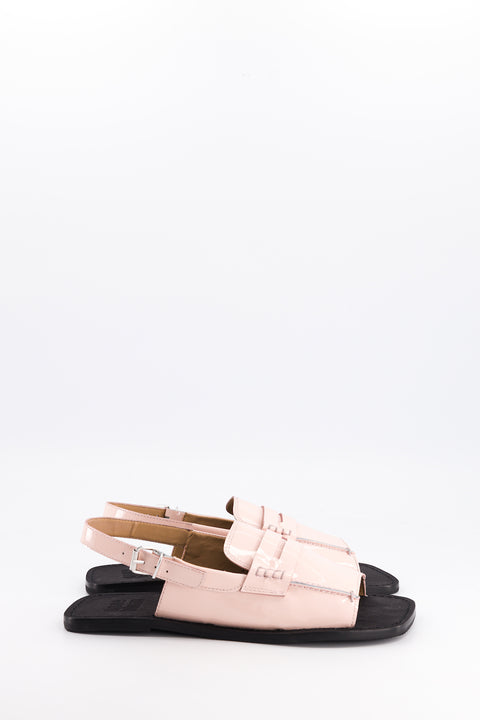 CARRY - Moccasin type sandal patent leather nude