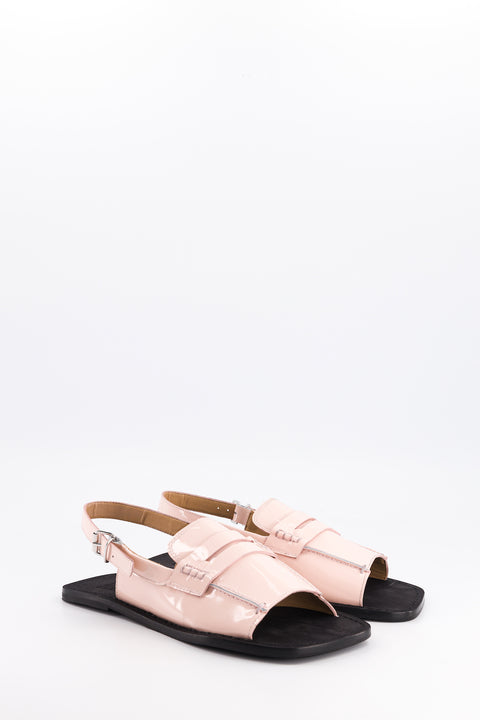 CARRY - Moccasin type sandal patent leather nude