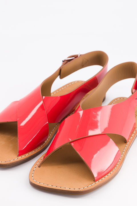CLARA - Cross-straps sandal patent leather poppy