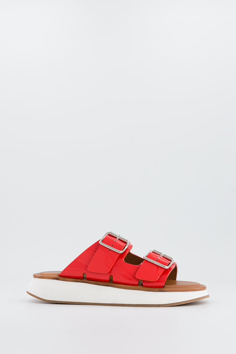 JOAN - Double straps sandal in orange patent leather