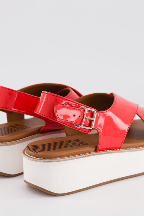MALABAR - Cross-straps sandal orange patent leather