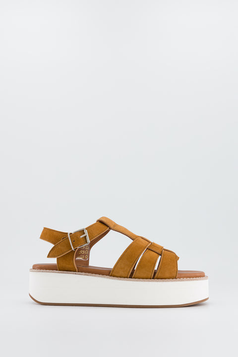 MILA - Multi-strap sandal in velvet suede nut