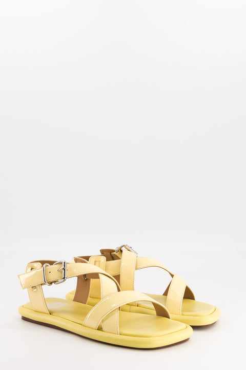 nannie - red patent leather flat sandal
