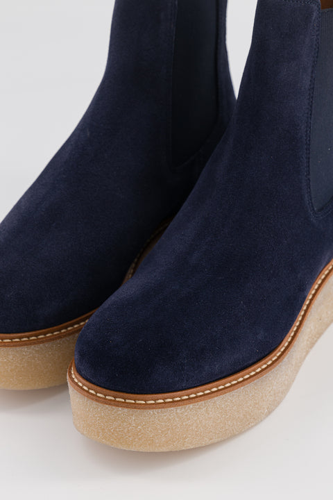 POOKY - Chelsea boots in suede navy