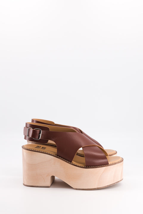 SOFIA - Cross-straps sandal leather chocolate