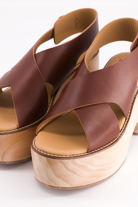 SOFIA - Cross-straps sandal leather chocolate