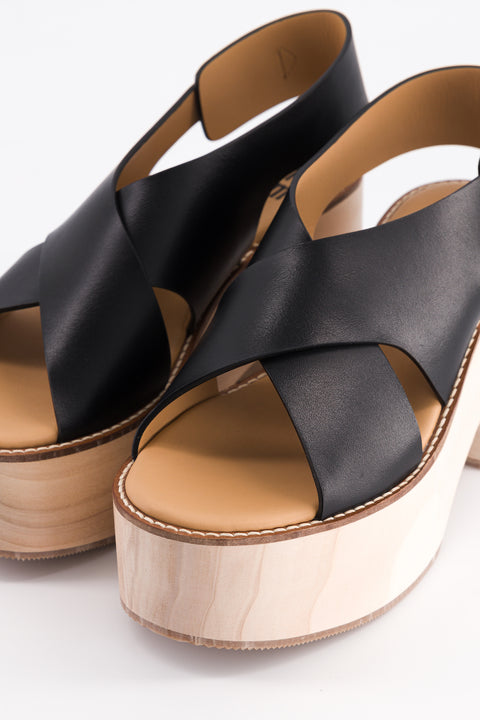 SOFIA - Sandale brides croisées cuir noir