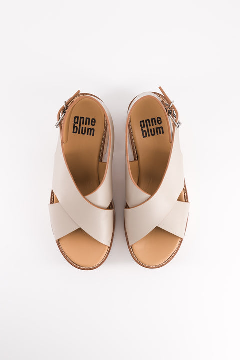 SOFIA - Sandale brides croisées cuir tisane