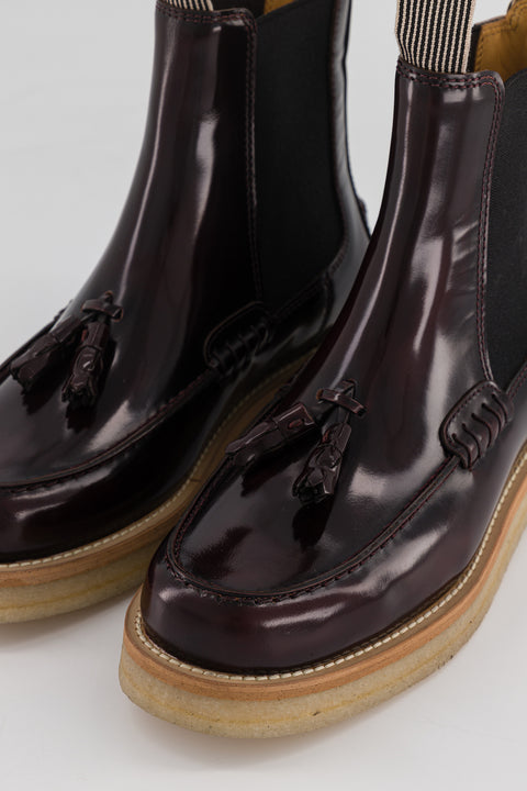 LISON - Chelsea boots in glazed leather burgundy