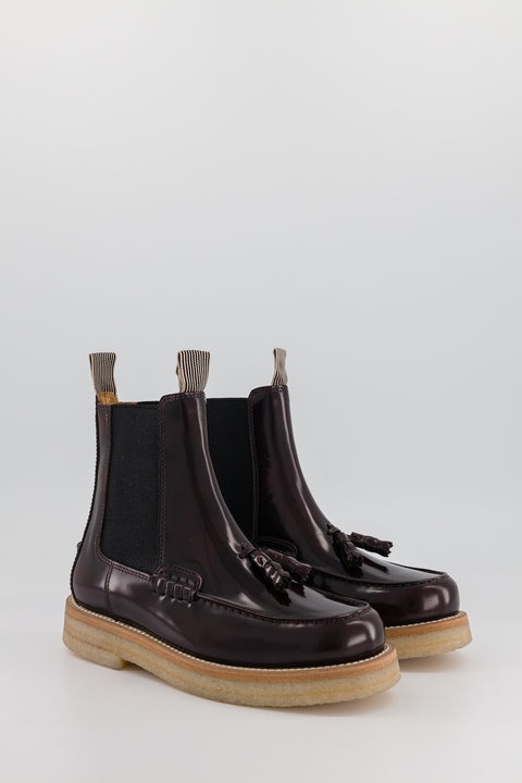 LISON - Chelsea boots in glazed leather burgundy